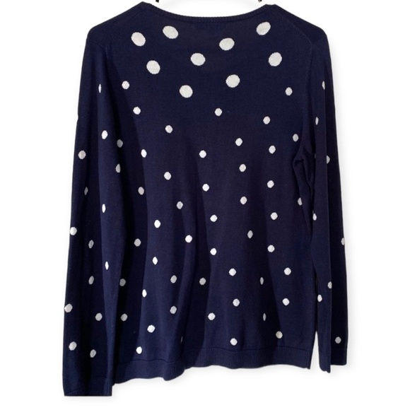 4 for $40 SALE! Pendleton Crew Neck Silk Blend Cardigan, Navy Polka Dot, Size M - Picture 7 of 8